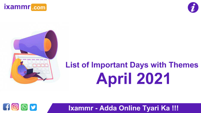 List of Important Days with Themes - April 2021