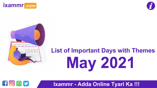 List of Important Days with Themes – May 2021